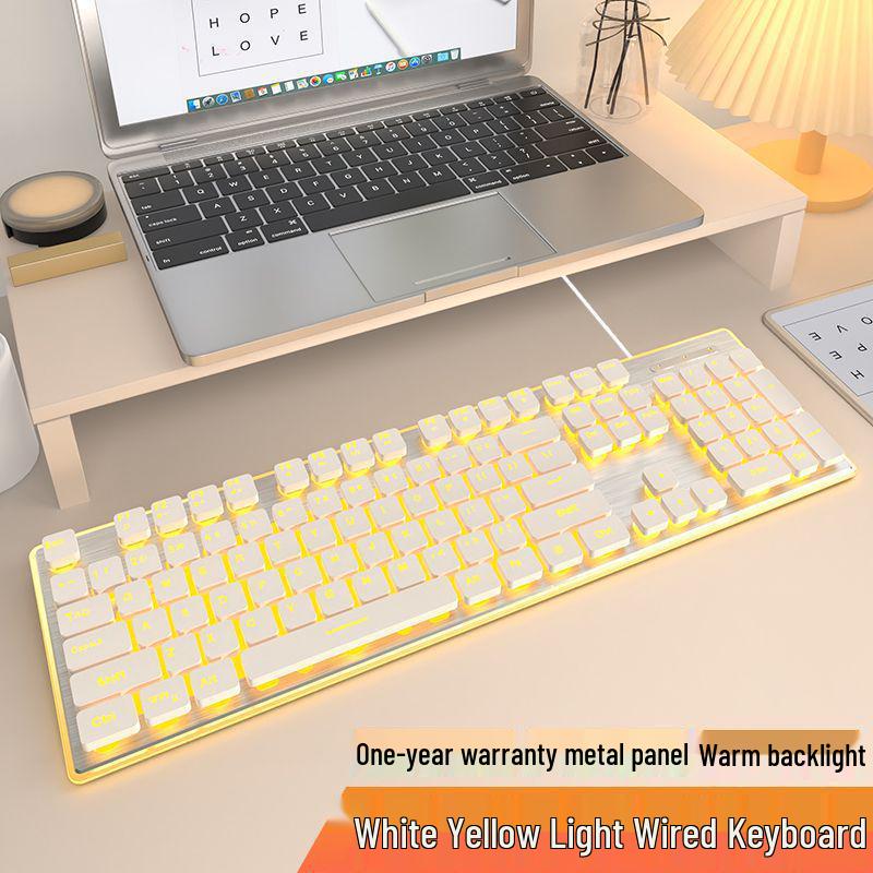 Pioneer Silent Mechanical-Feel Keyboard and Mouse Set for Girls - Wired for Office and Gaming