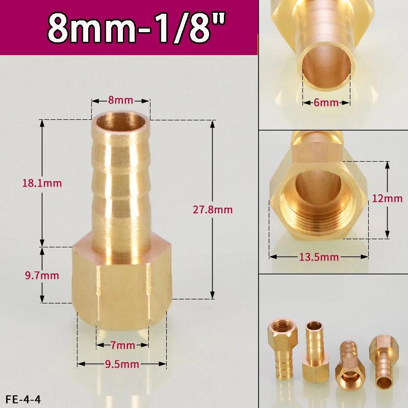 Peijian 1/8" 1/4" 3/8" Bsp Brass Pipe Fitting Barbed Hose Tail Joiner Tubing Connector Air Water Fuel Gas 6/8/10/12/14/18mm Fuel System Fittings7