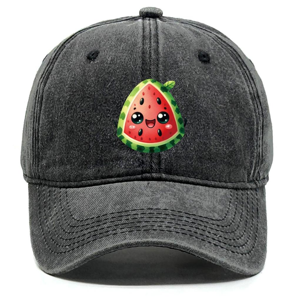 Cartoon Watermelon Print Adjustable Baseball Hat, Fruit Mesh Hat Hip Hop Slouchy Solid Leisure Snapback Baseball Cap