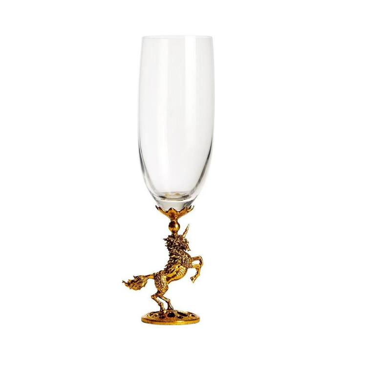 Changqi Art Series Golden Unicorn Crystal Champagne Flute