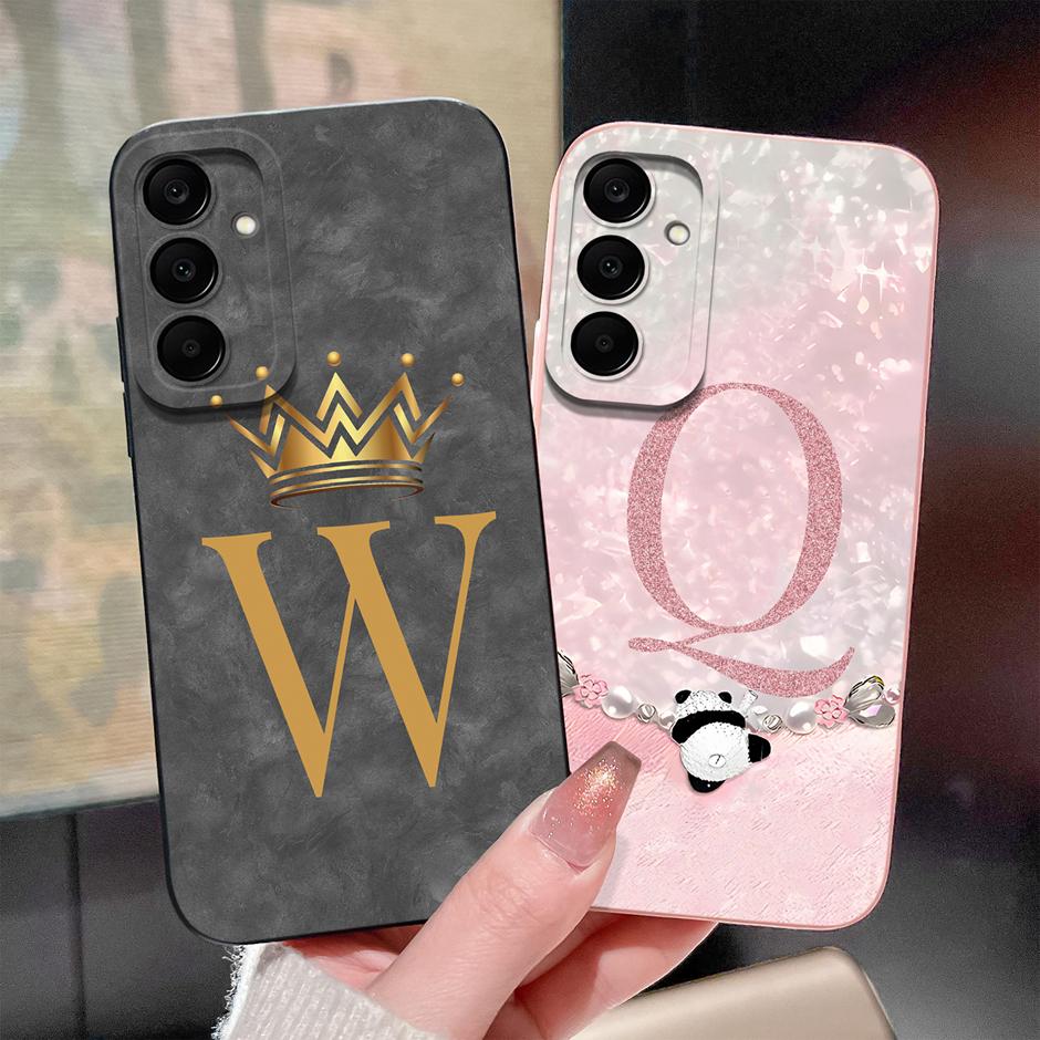 Case For Samsung Galaxy A25 A26 A36 A56 5G Cute Cartoon Panda 26 Letters Silicone Cover For SamsungA36 A56 GalaxyA25 A26 Fandas
