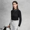 FILA Golf Series Trendy Fashion Simple Casual Sports Training Golf Versatile Slim Fit Long Sleeve Polo Shirt Women tops Deep-Black A11W615214FBK