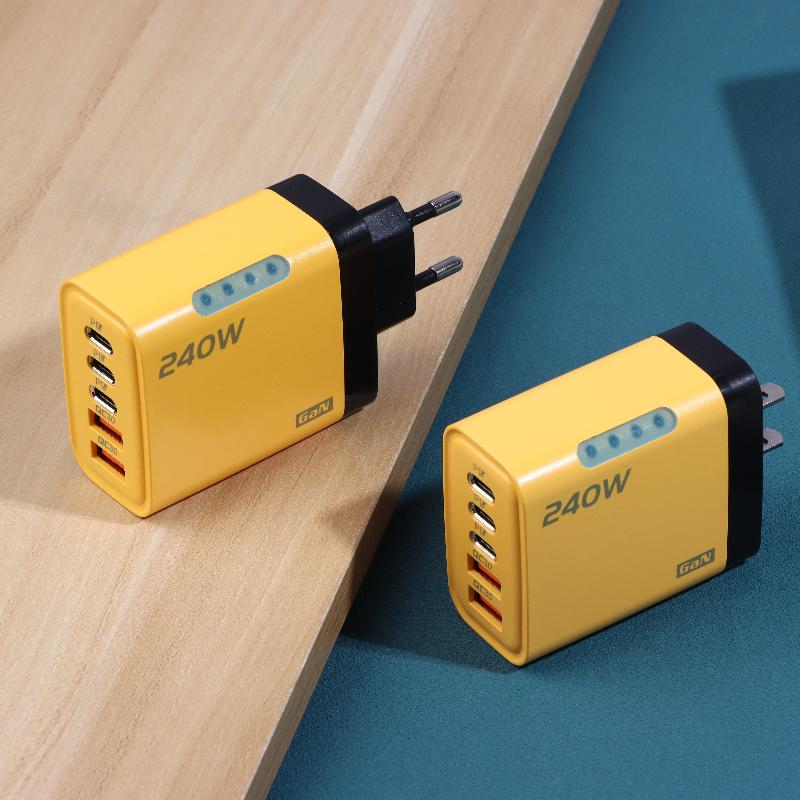 5 In 1 240W USB C Charger Multi Ports High Speed USB Charging Adapter Quick Charging Phone Charger Power Adapter EU/US Plug