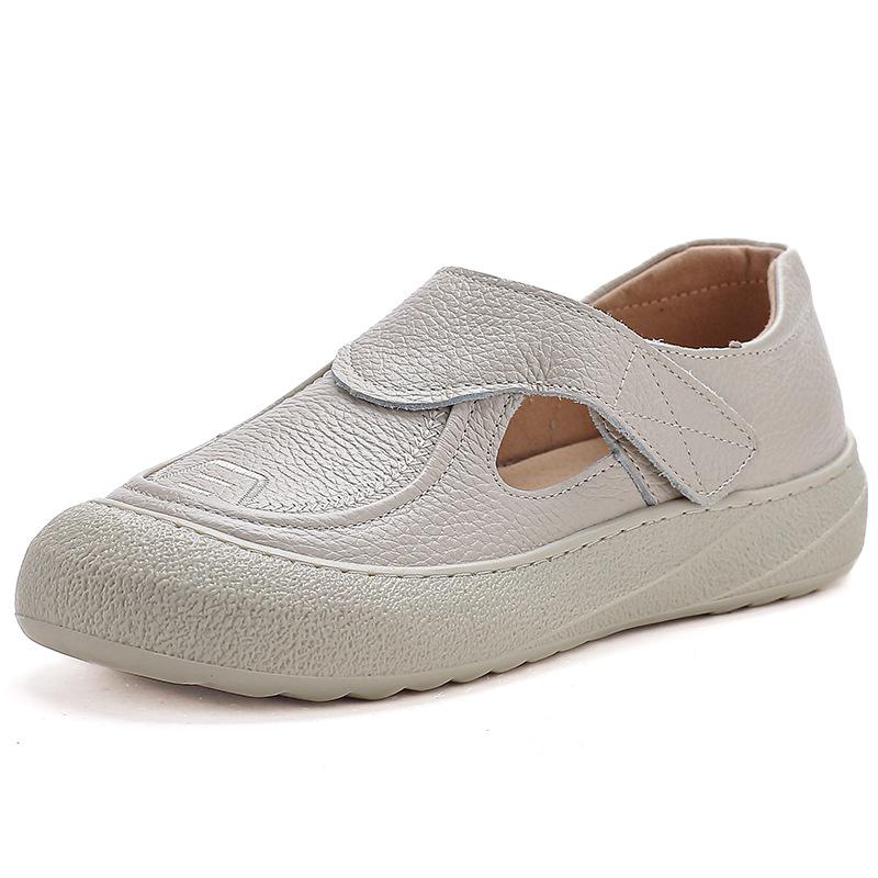 Summer Platform Thick-soled Breathable Round-toed Shoes for Middle-aged and Elderly People, Casual and Versatile Velcro Sandals 35