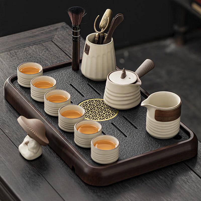 ZISIZ Beige Ru Kiln Kung Fu Tea Set
