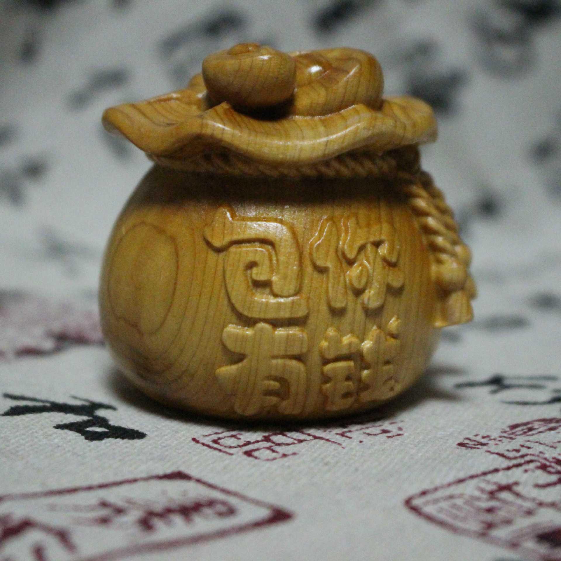 

Hand-Carved Solid Wood Wealth-Attracting Money Bag Ornament