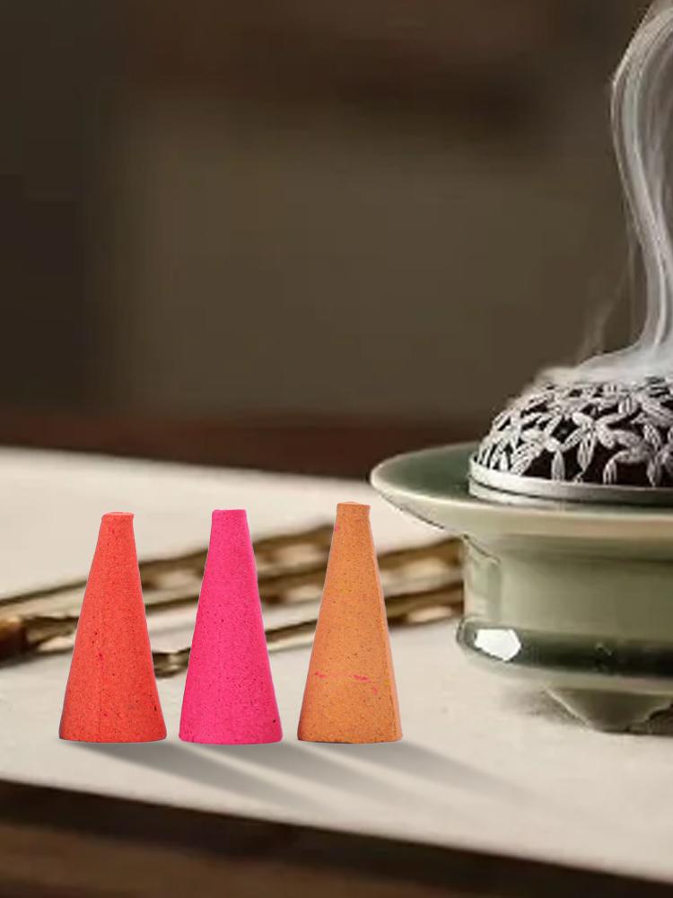 60Pcs Incense Cones Colorful Fragrance Incense Cones Anxiety Relief Natural Scents Cones for Living Room Bedroom