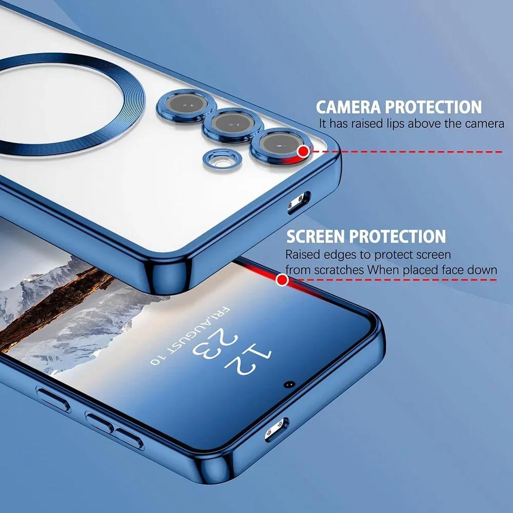 Luxury Plating For Magsafe Magnetic Case For Samsung Galaxy S25 S24 S23 Ultra Plus S 25 FE S25Ultra Silicone Clear Soft Cover