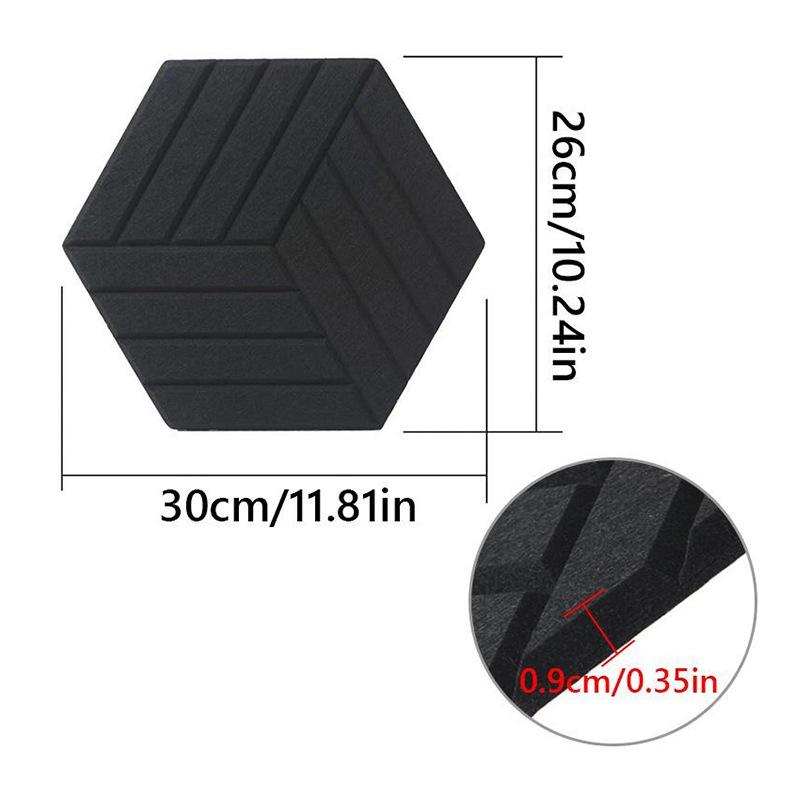 Sexkantiga Ljudabsorberande Paneler i Polyesterfiber - Flamskyddad Brusreducering för Vardagsrum, Sovrum, KTV