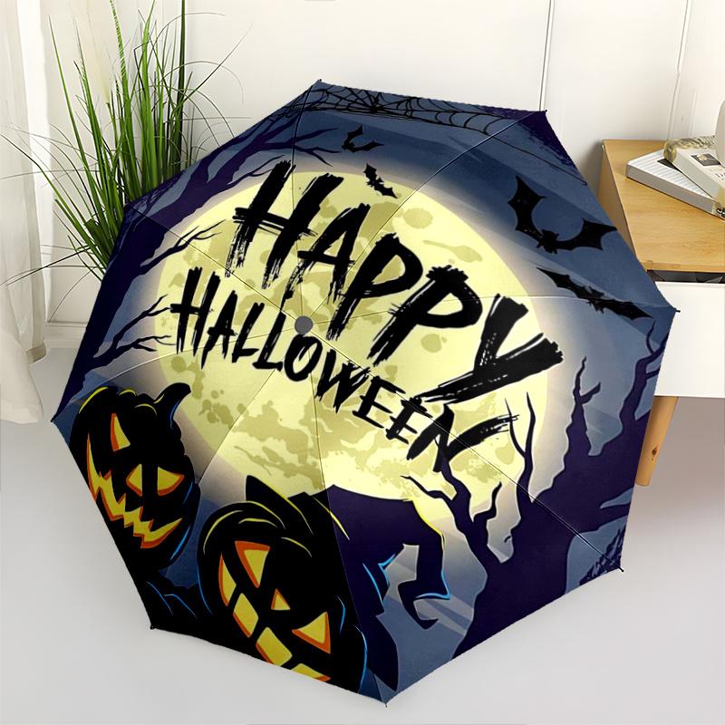 1pc Halloween Night Automatic Opening and Closing Umbrella - Small Umbrella Suitable for Various Occasions, Portable 3-Fold Small Umbrella for Men and