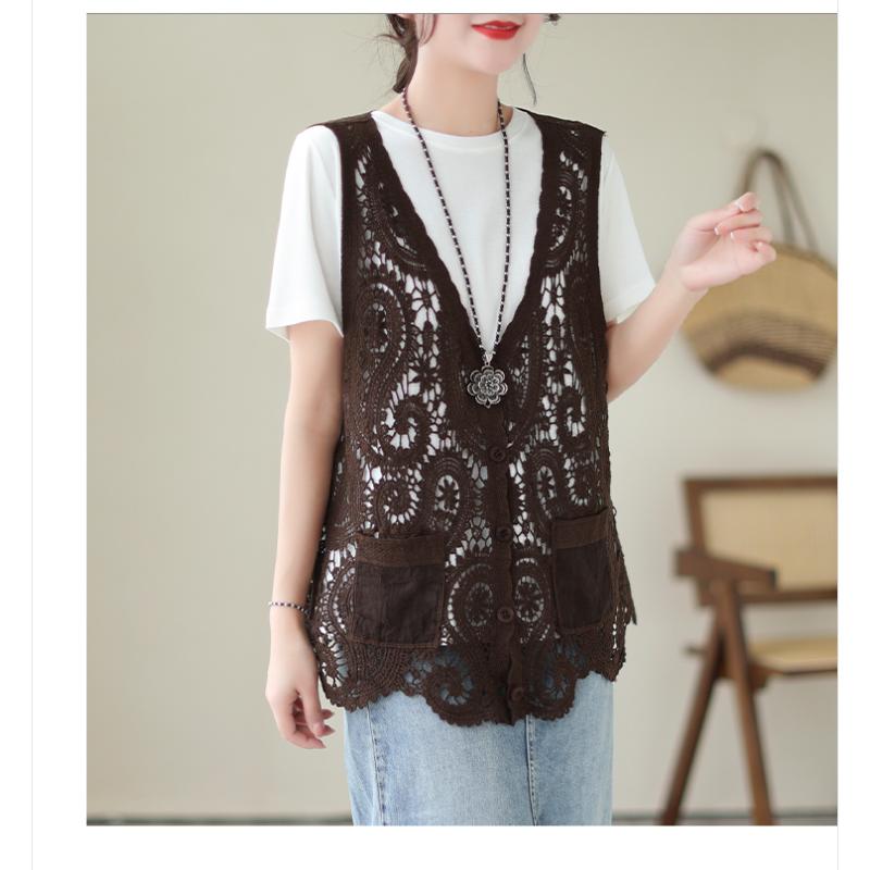 DIMANAF 2023, vestă de vară pentru femei, vestă scobită din tricot