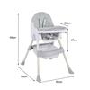 K IKIDO Chaise Haute Pour Bébé 2 En 1 - K IKIDO - Évolutive - Pliable - Ajustable-De 6 Mois À 3 ans(15KG) - Gris