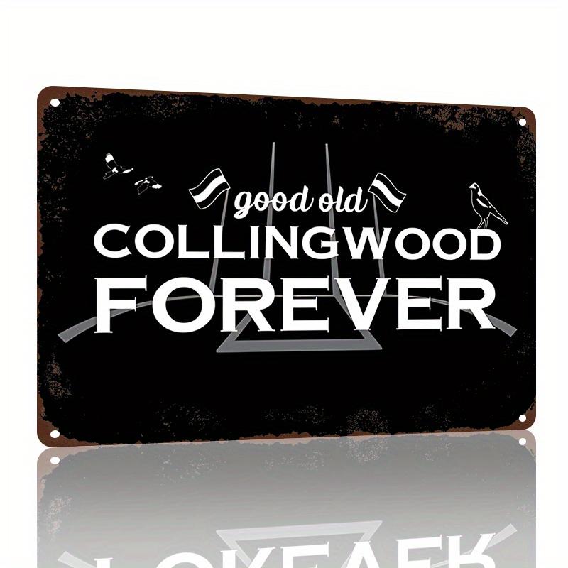 

Vintage Collingwood Forever Sports Poster Metal Tin Sign Rustic Black Background with White Text Silhouettes aluminum 20x30cm
