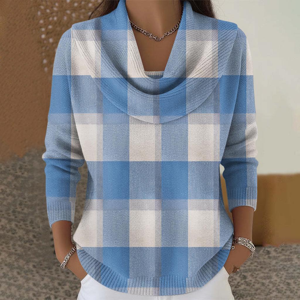 Dámský ležérní a módní svetr s dlouhým rukávem a potiskem, kulatým výstřihem