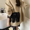 Minimalist Faux Suede Small Square Bag With Zipper Closure For Daily Casual Use