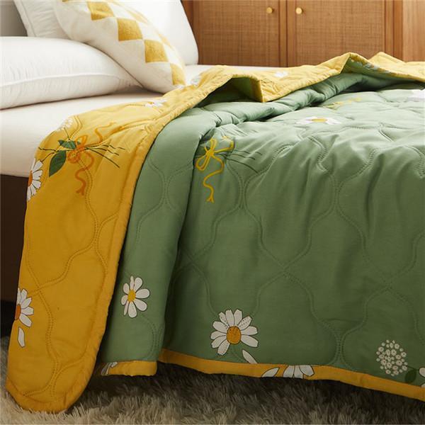 Cuvertură nouă tipărită cu aer condiționat Plăpuș moale, respirabil, subțire, cuvertură de pat, cearșaf subțire, spălat, lenjerie de pat rece din bumbac