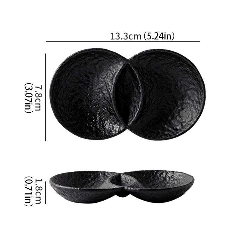 Stone Pattern Ceramic Seasoning Dish Soy Sauce Dish Vinegar Dish Frosted 2grid Spice Dishes Cuisine Kitchen Decor Tableware