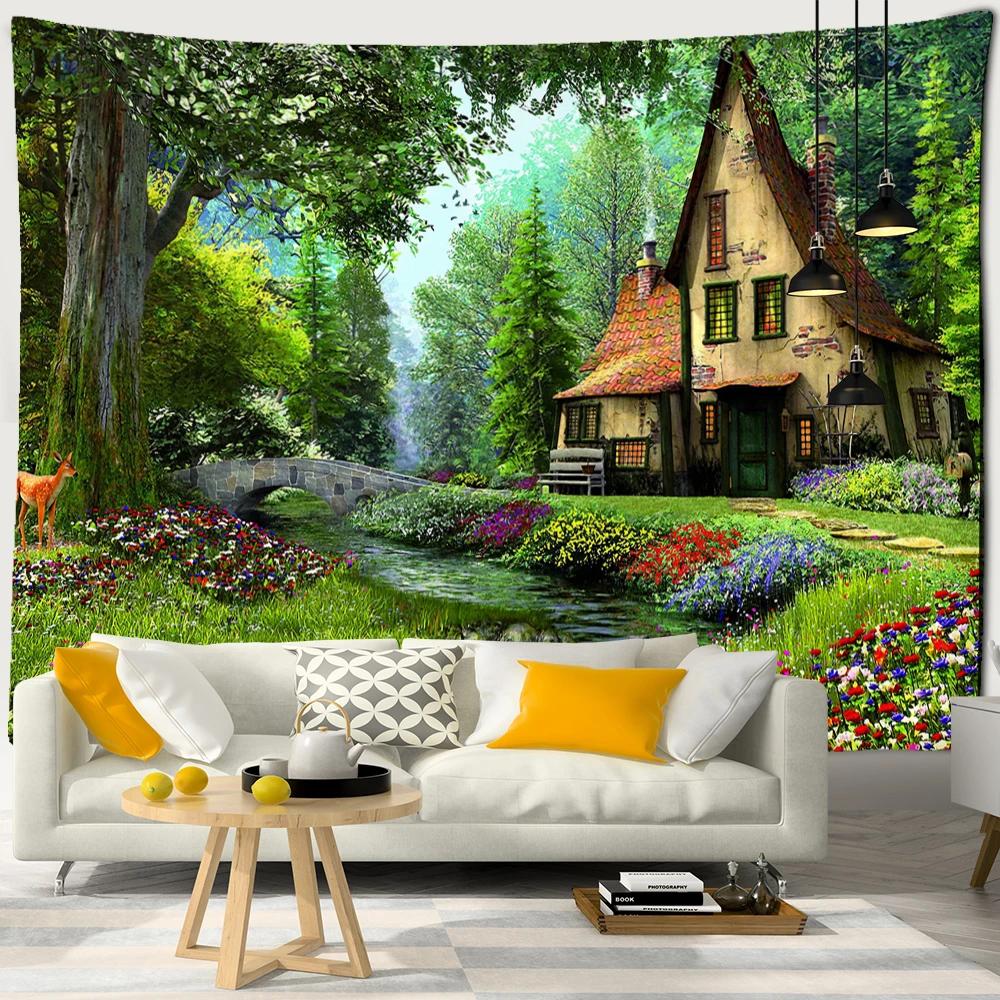 Magnolia Flower Tapestry Bohemian Style Hippie Art TV Background Wall Hanging Room Bedroom Living Room Decor