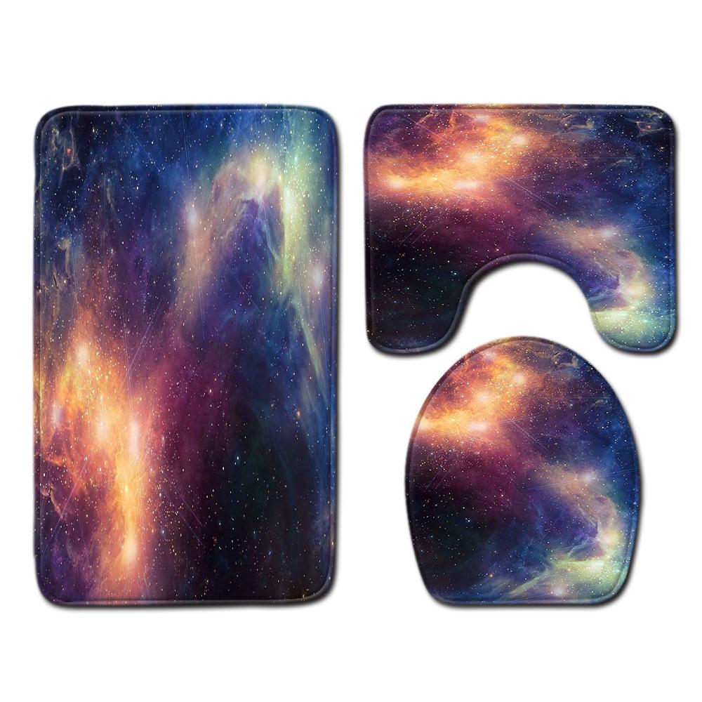 

Star Toilet Three-Piece Floor Mat Bathroom Three-Piece Carpet Doormat 45 * 75cm three-piece set