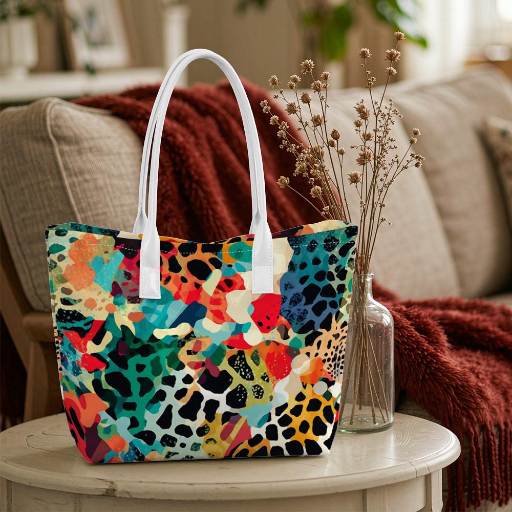Colorful Animal Print Tote Bag Casual Daily Women Handbag Lightweight Shopping Shoulder Bag
