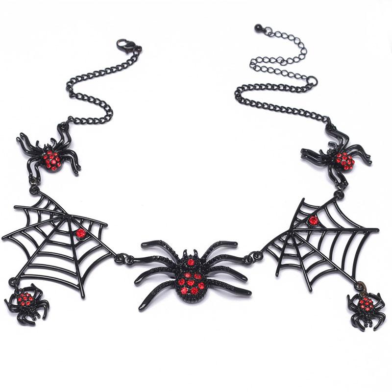 Halloween Party Punk Spider Web Jewelry Set Black Gothic Insect Earrings Necklace for DIY Jewelry Making Accessories