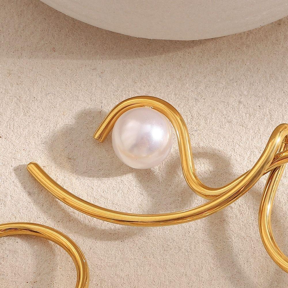 Waterproof Imitation Pearl Earrings Stainless Steel Statement Earrings  Women's Jewelry
