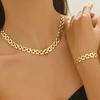 2Pcs/Set Women Jewelry Set, Adjustable Length Cuban Chain Necklace Bracelet, Waterproof Corrosion Resistant Jewelry Gift