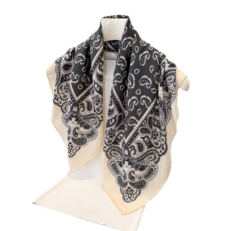 Classic cashew imitation velvet herringbone pattern cotton and linen small square scarf silk scarf headscarf shawl decorative scarf scarf
