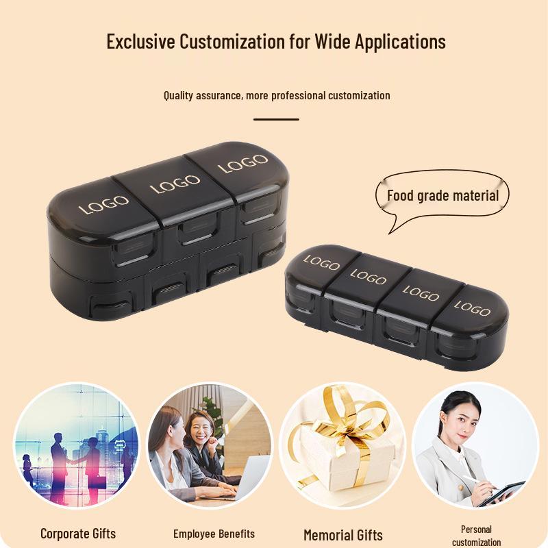 Portable Double-Layer Pill Box with Custom Logo - Weekly Medicine Organizer