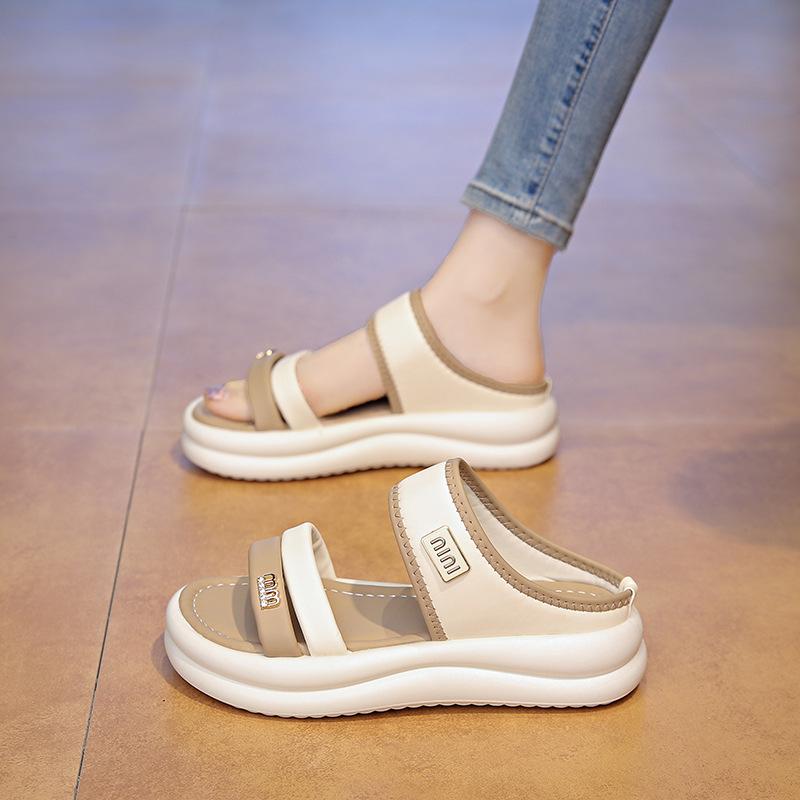 

With skirts, sandals, women s summer outer wear 2025 new soft-soled non-slip, not tired feet, beach cool slippers 40 бежевий