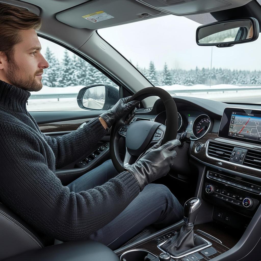 Car Steering Wheel Heated Cover Cold Weather Safe Driving Heated Steering Wheel Protector for Road Trip Travel Daily Commute