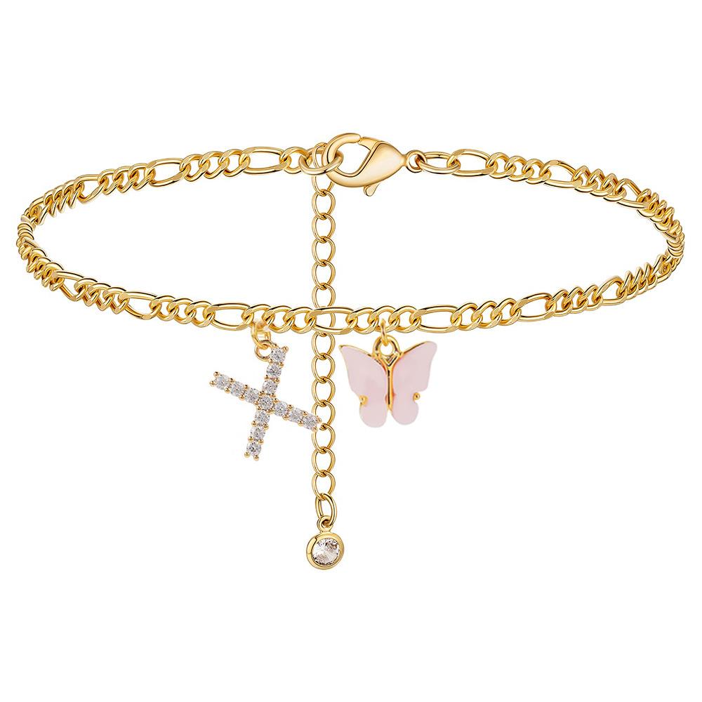 Stainless Steel Initial A-Z Letter Anklets For Women Girl Butterfly Trend Leg Chain Waterproof Jewelry Gift Party