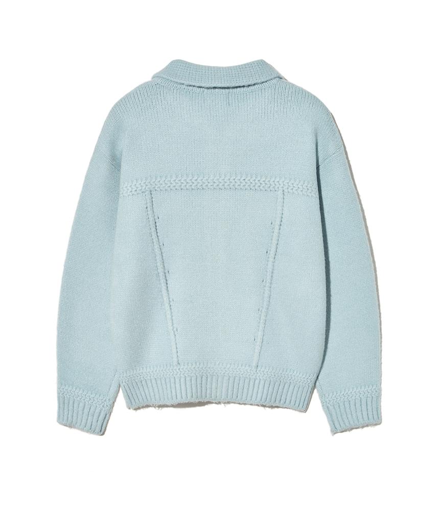 Physical Department Apple Label Knit Trucker Jacket_Blue
