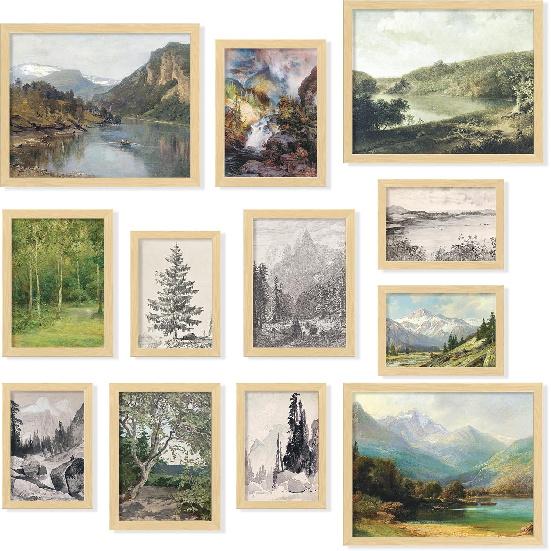 97 Decor Vintage Wall Decor - Rustic Wall Art, Rustic Gallery Wall Print, Vintage Art Prints, French Country Nature Landscape Painting, Moody Vintage Rustic