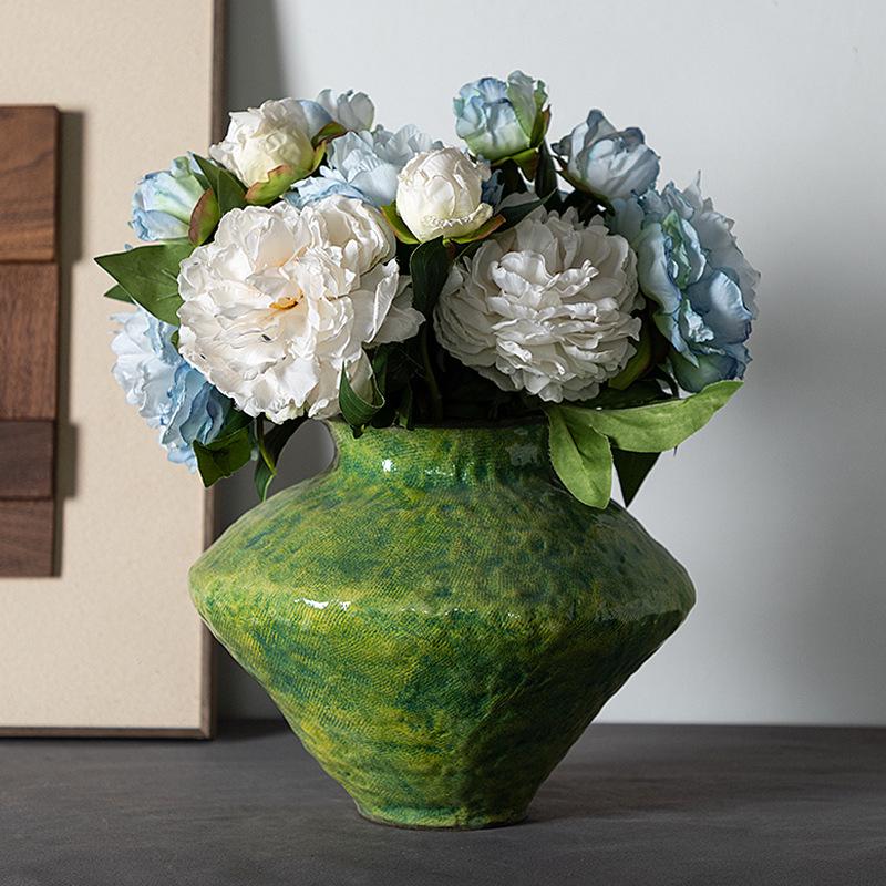 Jingdezhen Ceramic Vase: Wabi-sabi Style Flower Arrangement Pottery for Living Room or Dining Table
