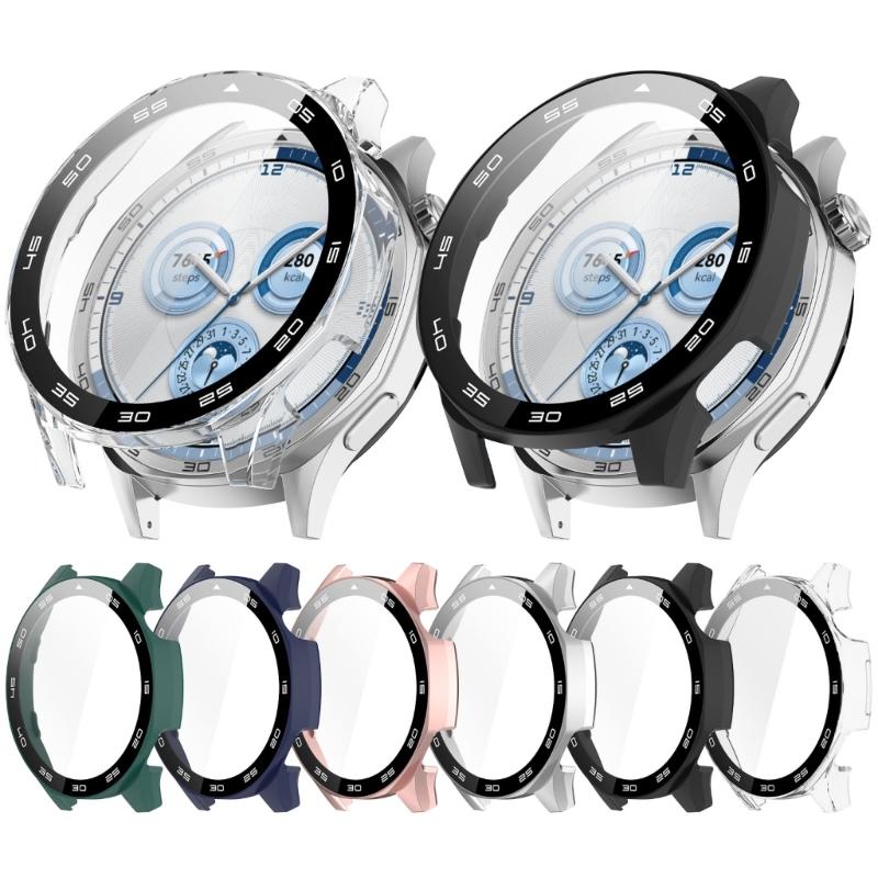 Integrated Screen Protector Case with Scale Designs Protective Hard Case Cover Simple Installation for Watch GT5 46mm