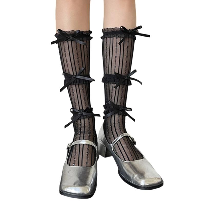 Sweet Lolita Calf Length Socks Soft Nylon Fabric Socks Breathable Socks Comfort Socks Perfect for Daily Wear and Cosplay