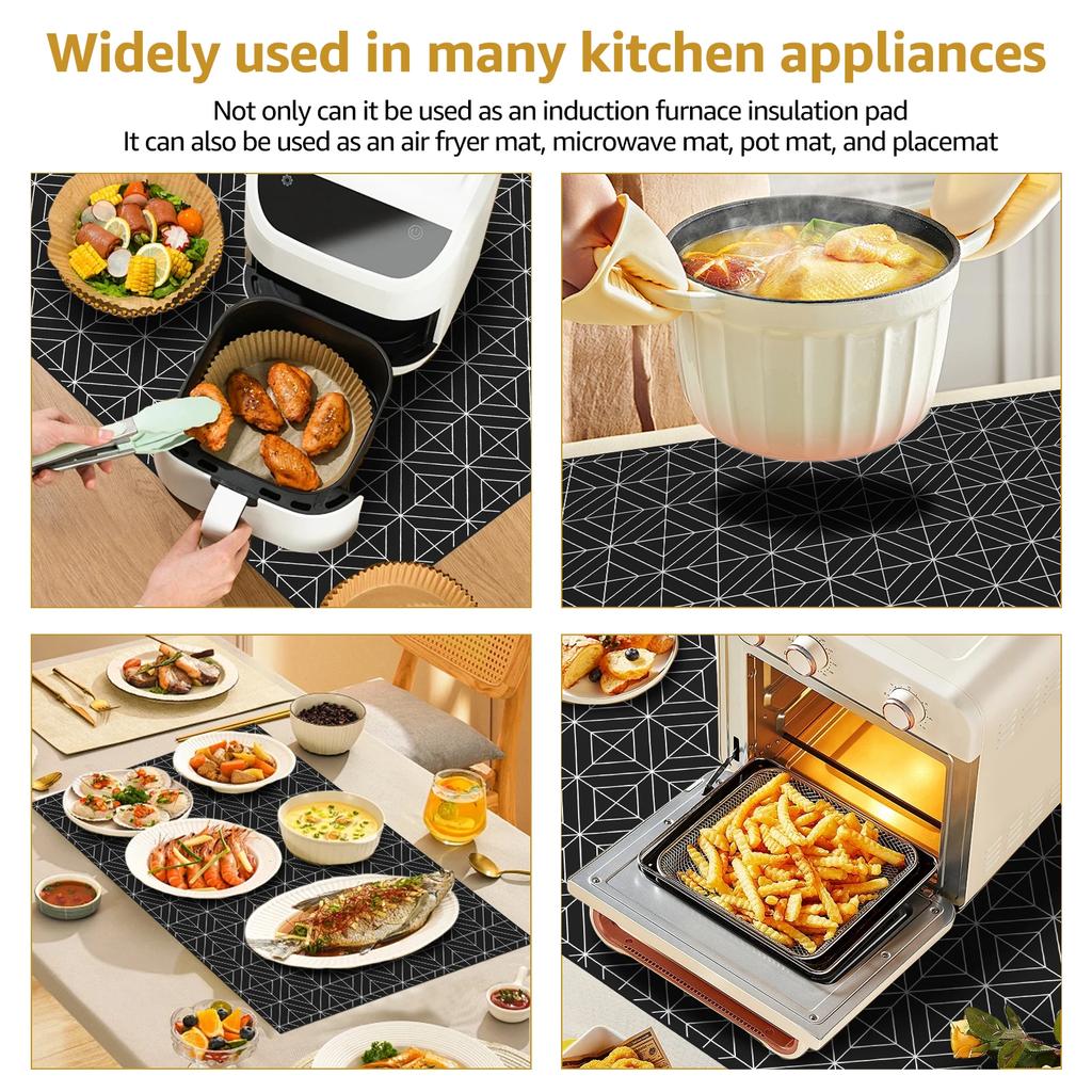 Induction Cooktop Protector Mat Nonslip Induction Protector Heat Resistant Magnetic Induction Stove Cover for Home Kitchen