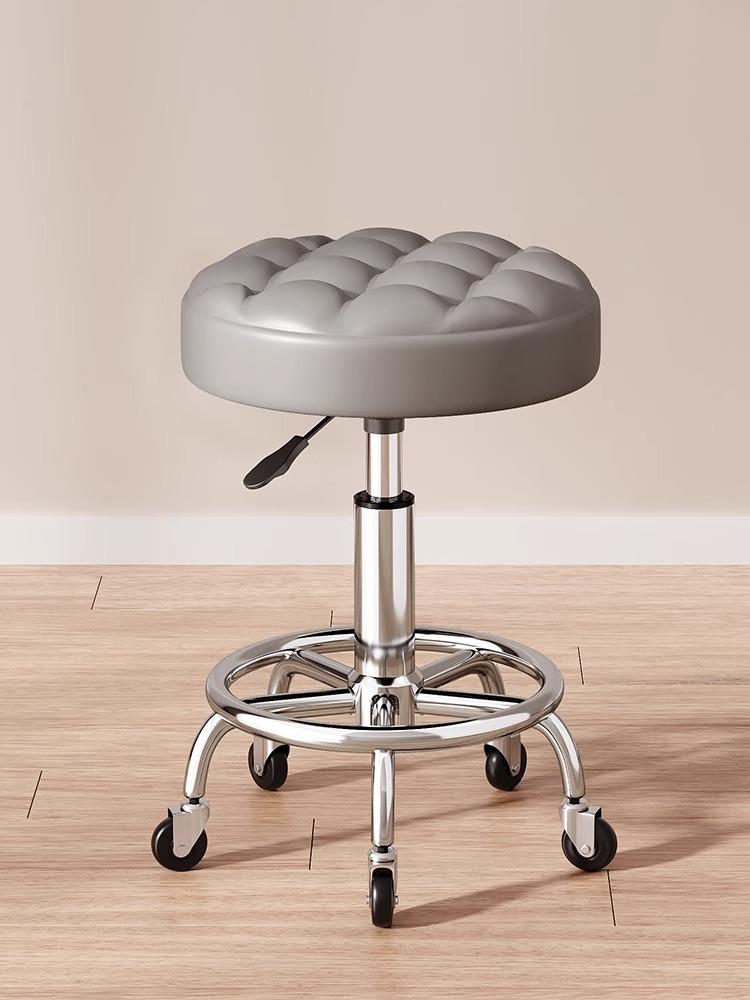 Modern Minimalist Beauty Stool, Adjustable Mobile Hairdressing Chair, Comfortable Cushioned Backrest Seat, Salon Barber Stool