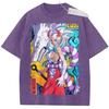 Vintage Washed Pink TShirt One Piece Anime Yamato White Wolf Print Oversize Streetwear Top Casual Daily Wear