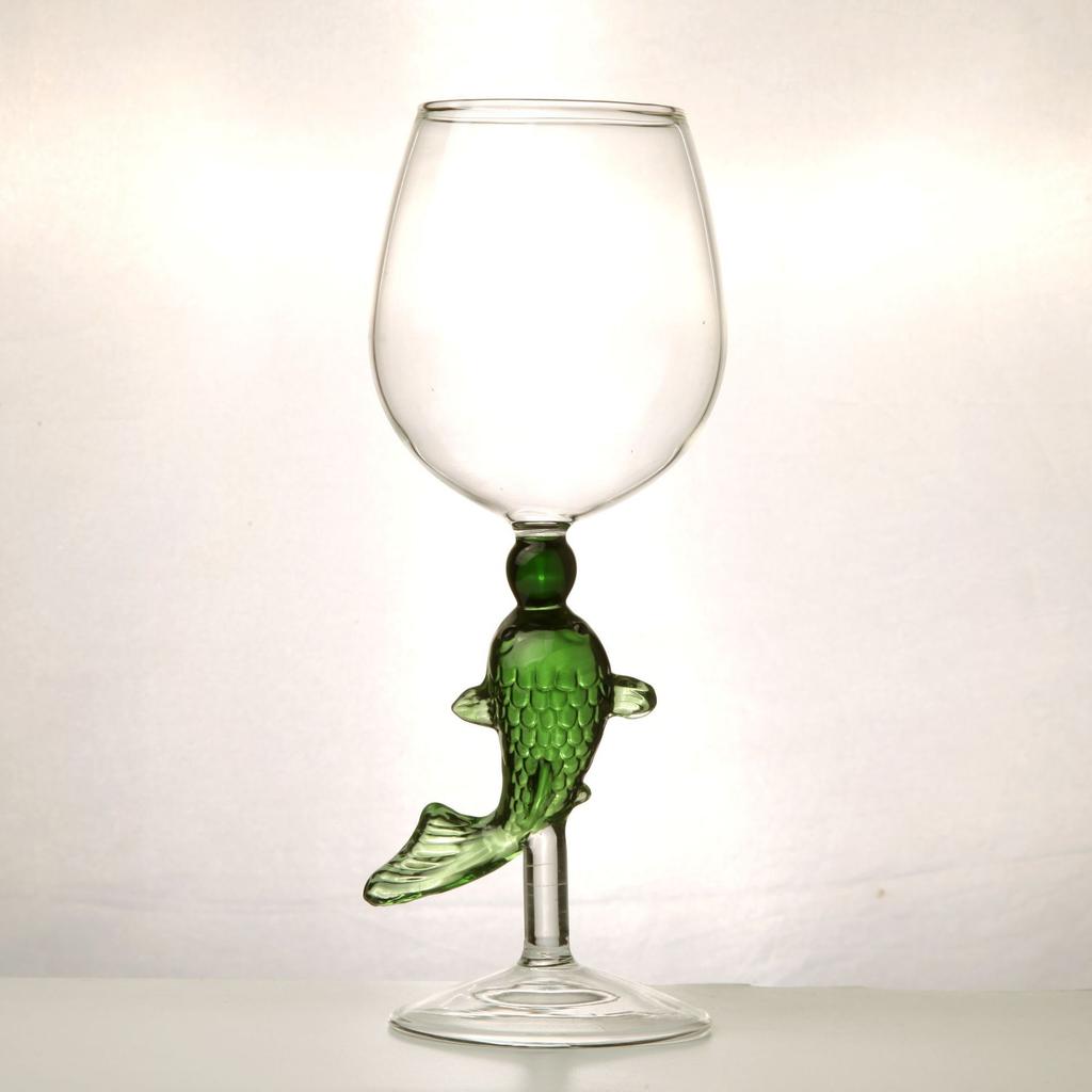 Fish Handle Glass Wine Goblet Glass Cup Champagne Coupes Water Tumbler 300ml