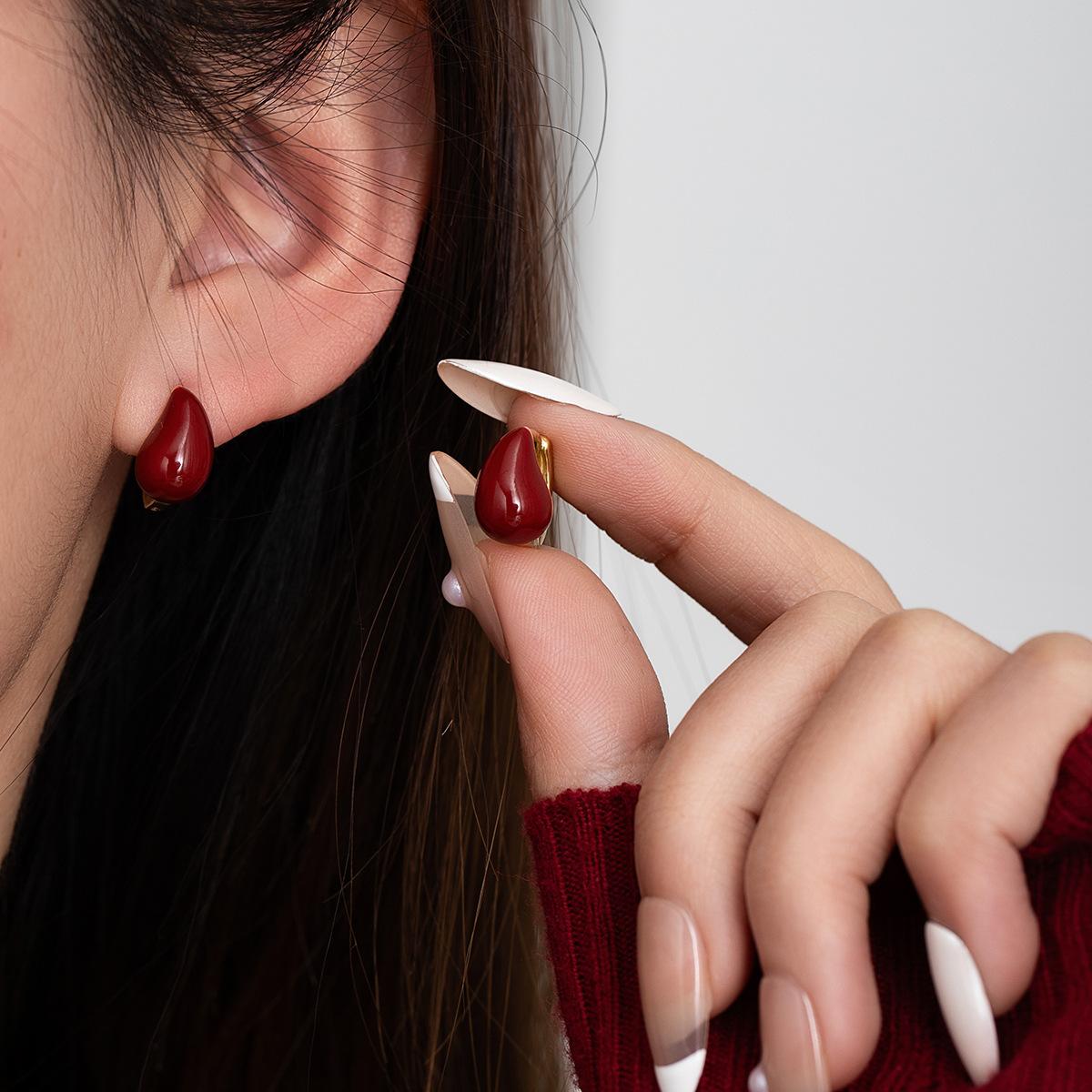 Анкара Красная Капля Воды Высококачественные Ретро Мода Легкая Роскошь Праздничная Личность Женские Серьги