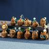 Green Sandalwood Pixiu Lotus Mountain Pendant Keychain Ornament