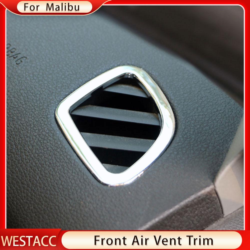 2Pcs/set ABS Chrome Car Front Air Conditioning AC Vent Outlet Sticker for Chevrolet Chevy Malibu 2012 2013 2014 2015