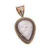 Natural Howlite Gemstone 925 Solid Sterling Silver Two Tone Pendant 1.50" F1C27