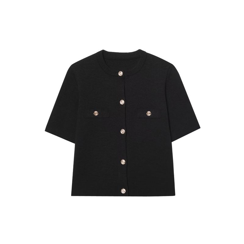 Short Sleeve Minimalist Easiest for Match Knitting Outwear 1822022 Normcore Elegant Mini Skirt 1822023