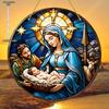 The Nativity of Jesus Scene Acrylic Sun Catcher Wall Hanging Christmas Decorative Sign & Plaque Gift for Family Friend, Novelty Home Decor