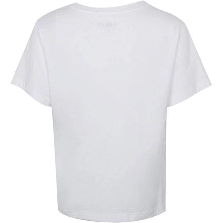 Jordan SS22 Logo Embroidered Sports Crew Neck Short Sleeve T-Shirt Kids Tops White JD2132042GS-001