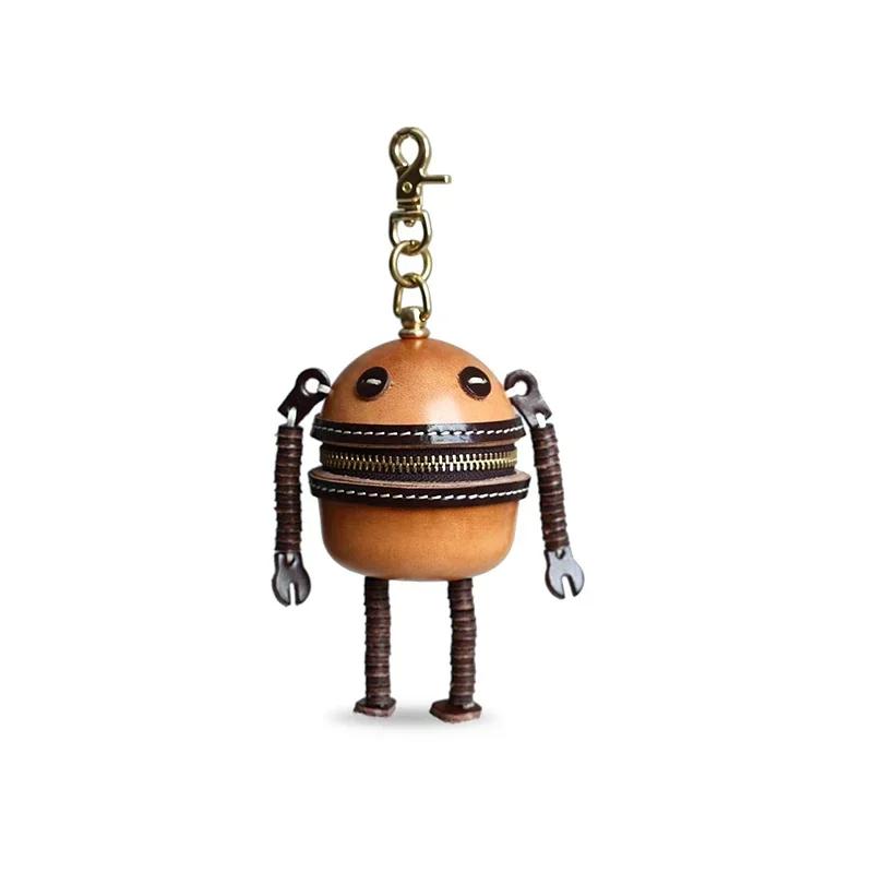 

Ручная работа кожаный робот брелок сумка наушники чехол брелки сумка подвески брелок подарок