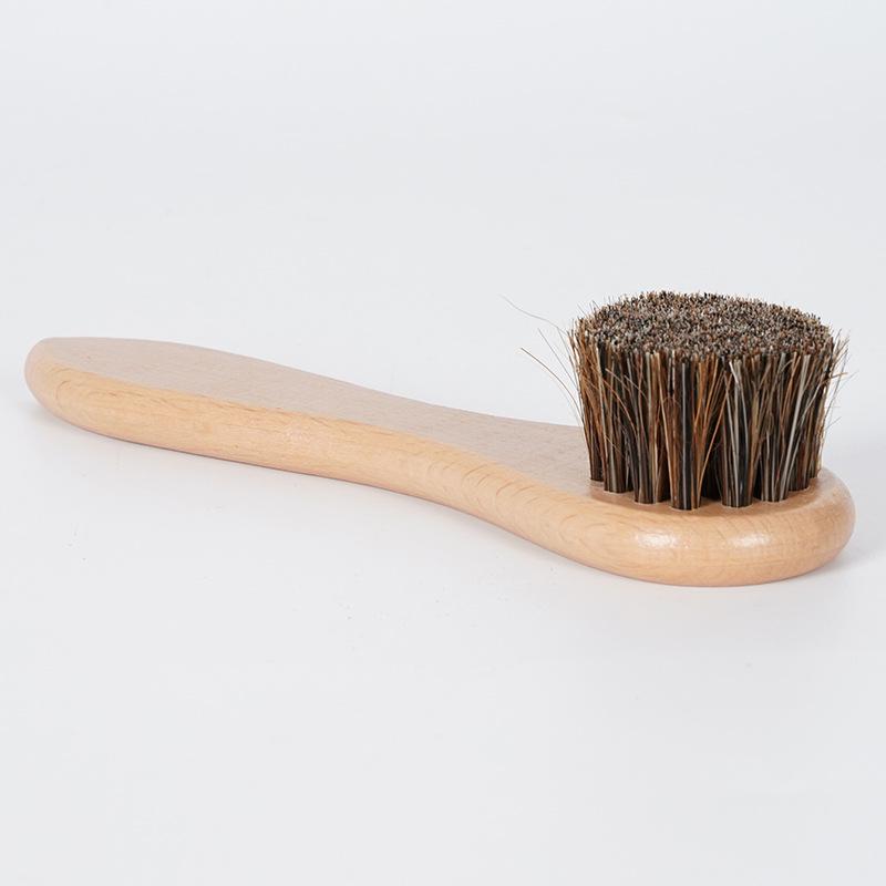 Beech Wood Horsehair Shoe Brush with Soft Bristles 15cm x 4.2cm x 3.2cm